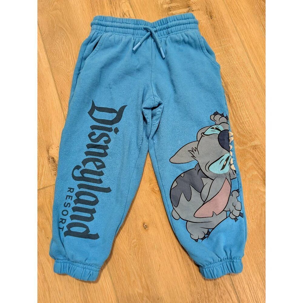 Disneyland Resort Stitch Sweatpants Kids 5/6 Blue Disney Parks Joggers EUC
